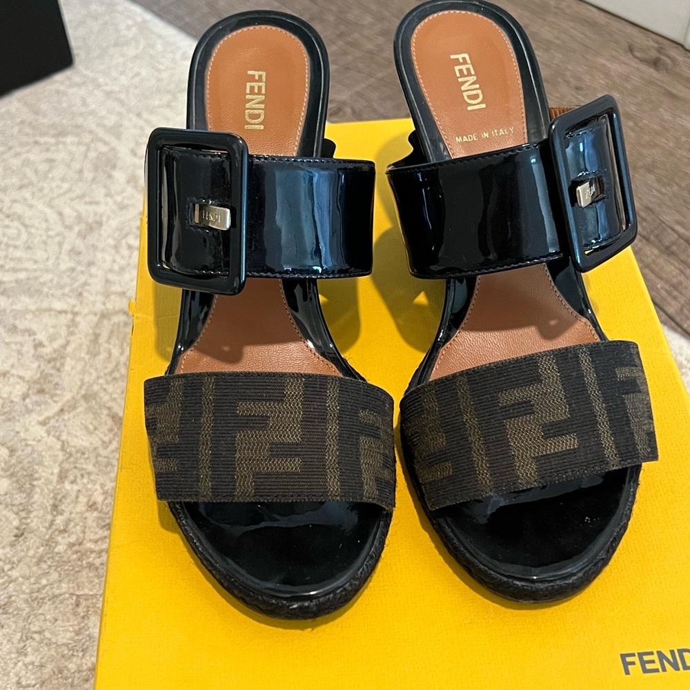 Fendi Slides Wedge Sandals